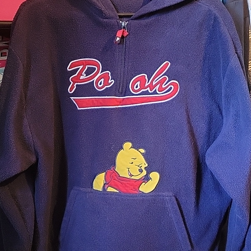 Disney Winnie the Pooh Hooded 1/4 zip front pocket sweatshirt
